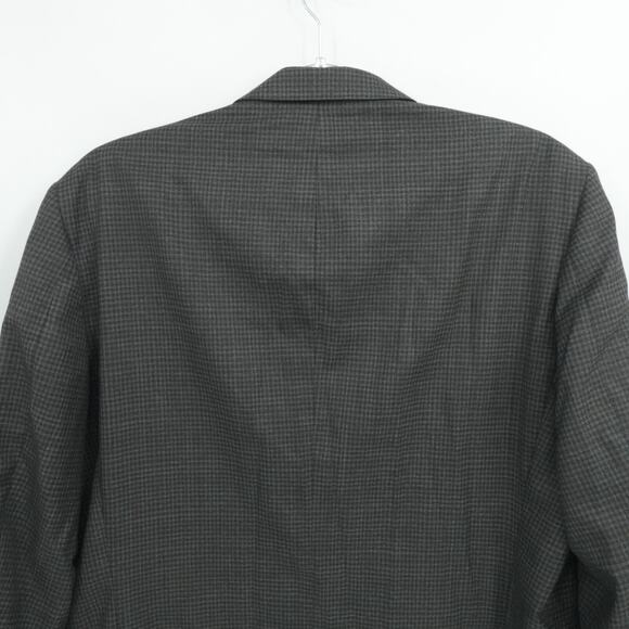 Peter Millar Jacket Mens 48R Gray Wool Gingham Plaid 2 Button Notch Double Vent - Picture 12 of 15